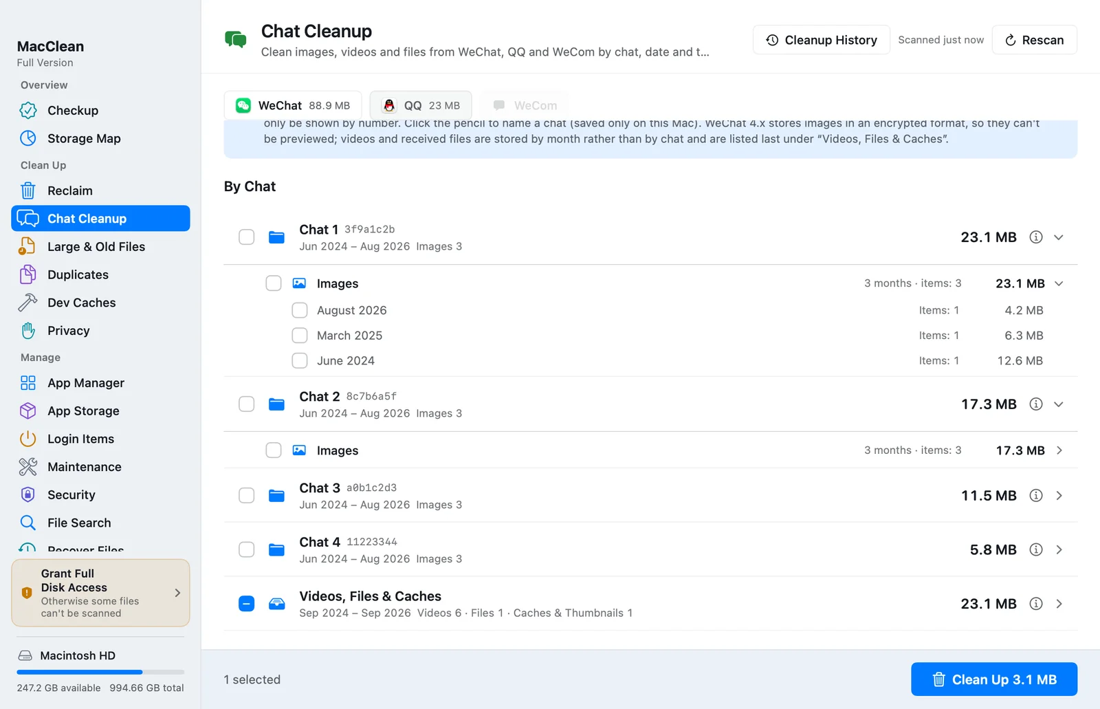 MacClean — chat cleanup