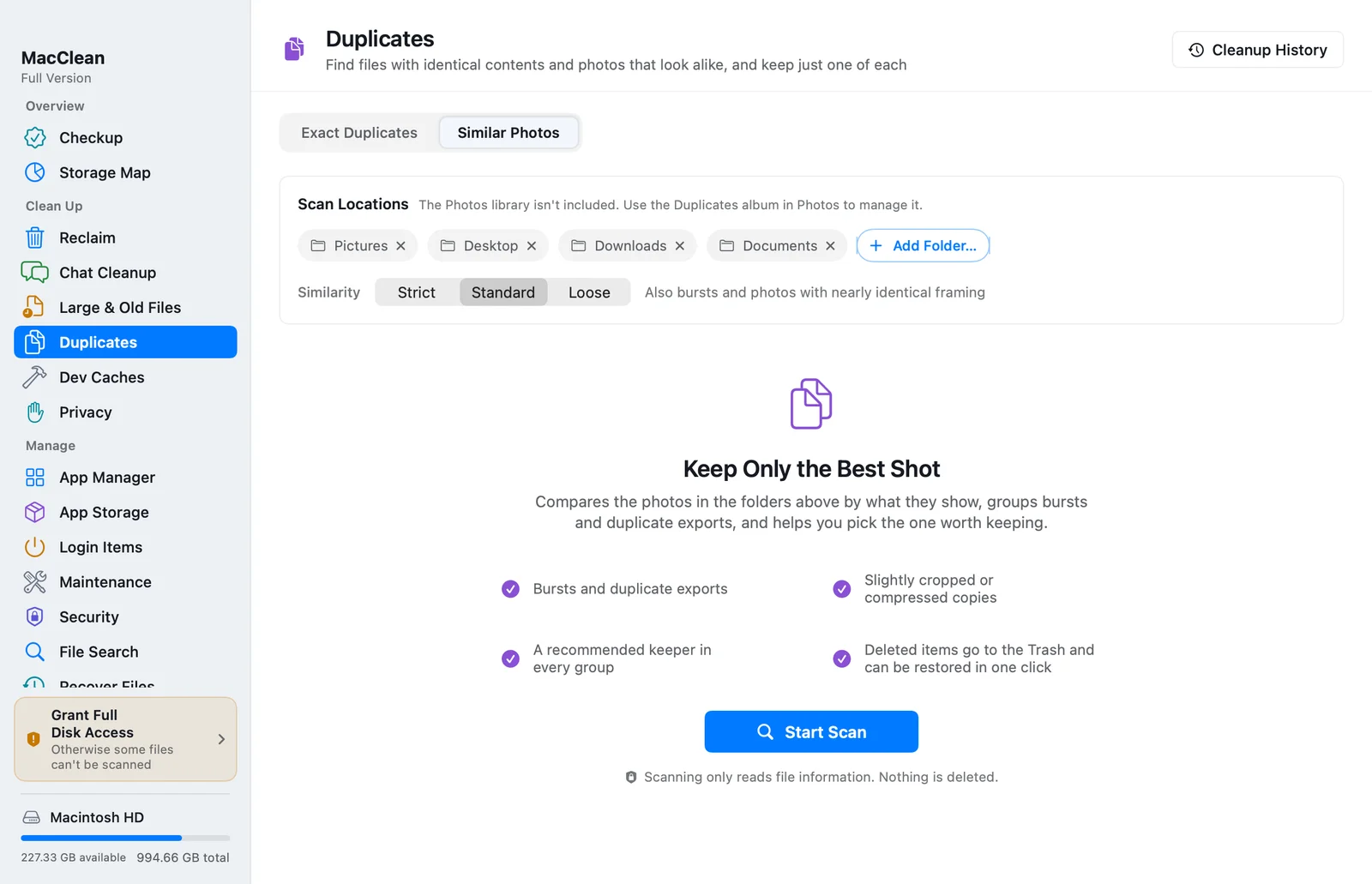 MacClean — similar photos tab